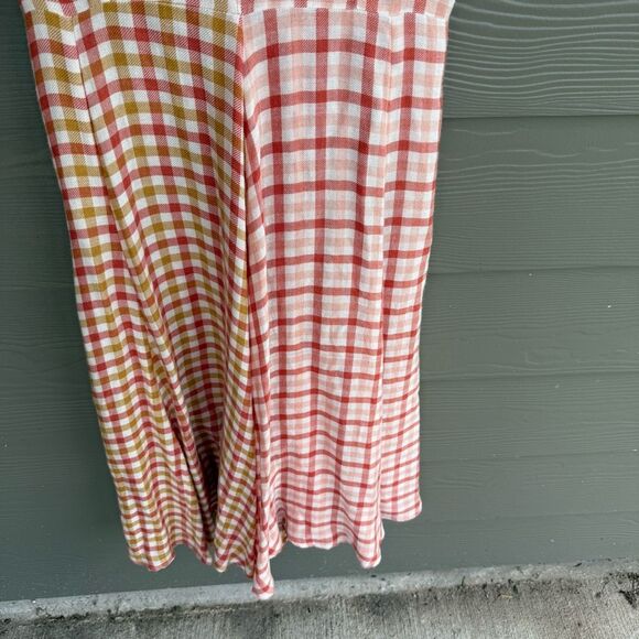 Anthropologie Pink and Cream Plaid Midi Dress - Picture 8 of 8
